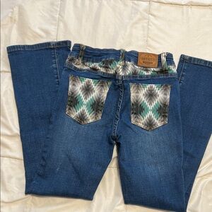 Girls Blue Jeans with Patterned Pockets